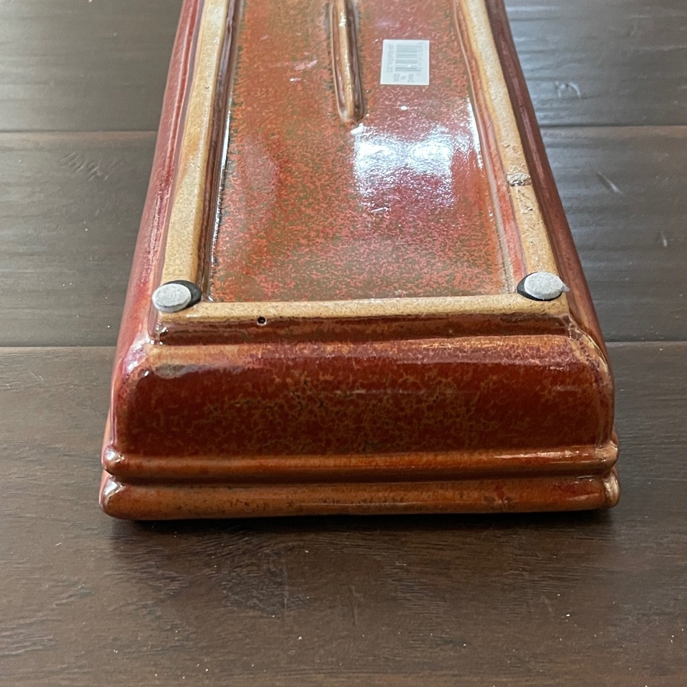 Large Burnt Orange Glazed Rectangle Bonsai Succulent Pot 15"L x 6"W x 2.75"H New - Picture 9 of 11